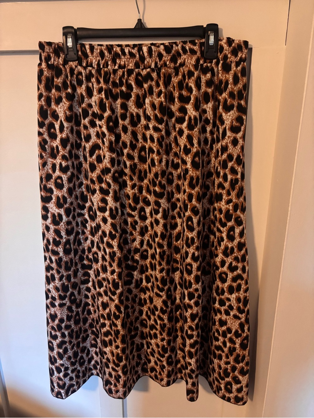 Leopard Print Midi Skirt - Brown & Black
